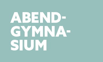 blau-graue Fläche mit dem Text Abendgymnasium
